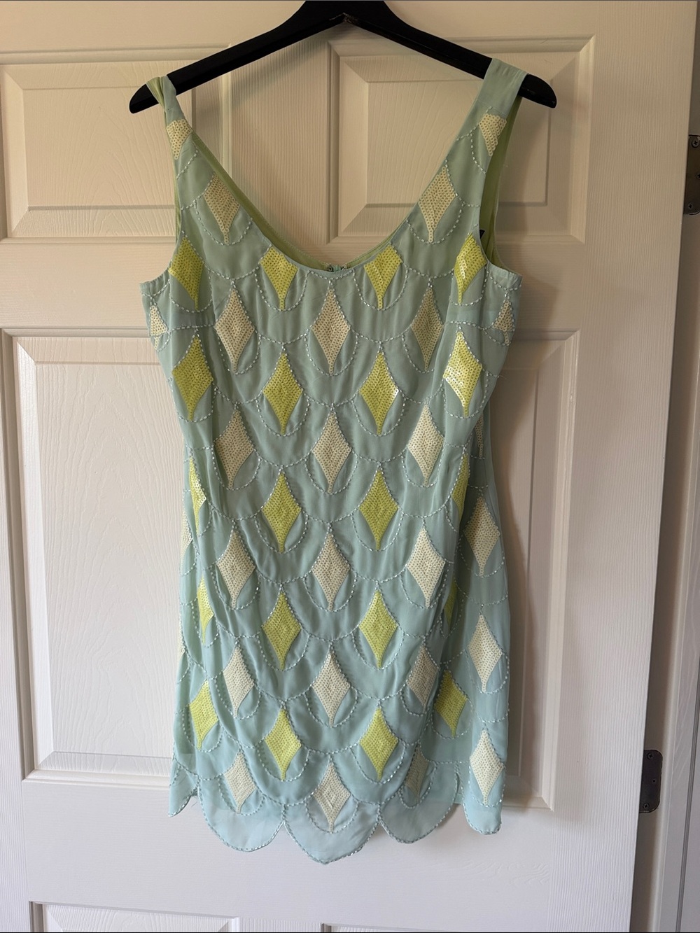 Ark & Co Light Blue Beaded Diamond-Pattern Dress